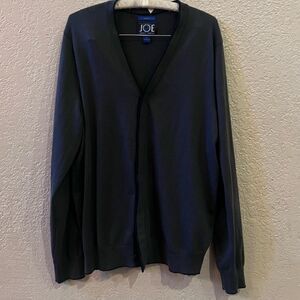 Joseph Abboud JOE Slim Fit Black Covered Buttoned Sz. L Cardigan Blue Stripe